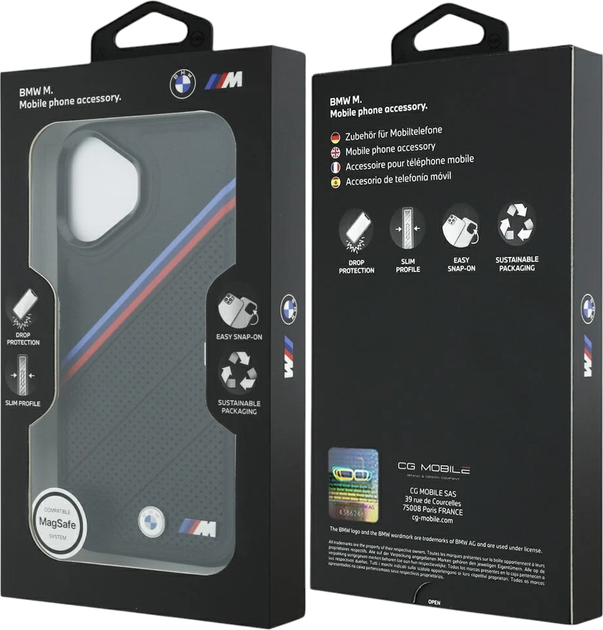 Панель BMW M Tricolor Metal Logo MagSafe для Apple iPhone 17 Black (BMHMP17S25PCSPEK) - зображення 8