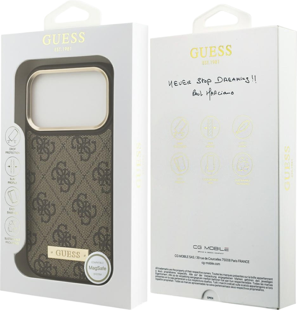 Панель Guess 4G Logo Plate MagSafe для iPhone 17 Pro Brown (3666339489786) - зображення 8