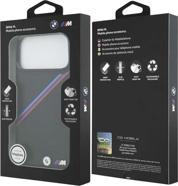 Etui plecki BMW M Quilted Logo MagSafe do Apple iPhone 17 Pro Max Black (BMHMP17X25PCSPEK) - obraz 8