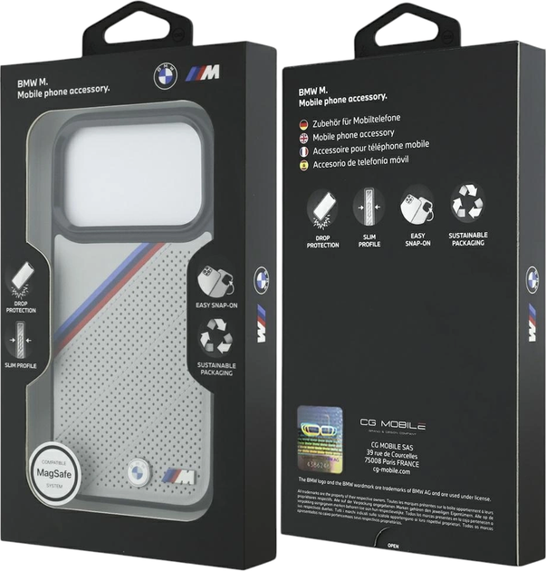 Etui plecki BMW M Quilted Logo MagSafe do Apple iPhone 17 Pro Gray (BMHMP17L25PCSPEG) - obraz 8