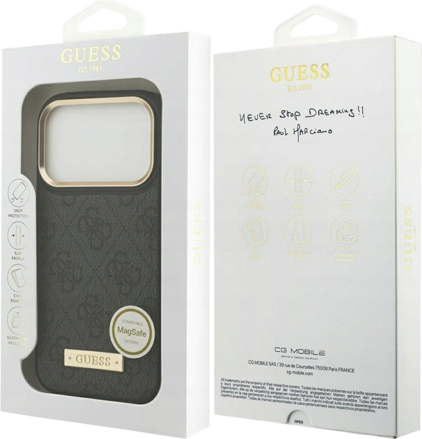 Etui plecki Guess 4G Logo Plate MagSafe do iPhone 17 Pro Black (3666339489748) - obraz 8