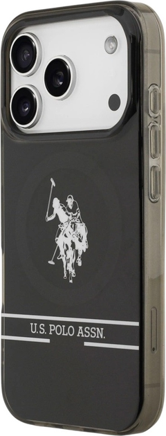 Etui U.S. Polo Assn DH and Bottom Stripe Logo MagSafe do Apple iPhone 17 Pro Black (3666339543907) - obraz 3