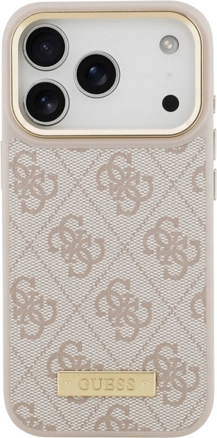 Etui plecki Guess 4G Logo Plate MagSafe do iPhone 17 Pro Pink (3666339489823) - obraz 3