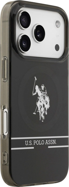 Etui U.S. Polo Assn DH and Bottom Stripe Logo MagSafe do Apple iPhone 17 Pro Max Black (3666339543914) - obraz 4