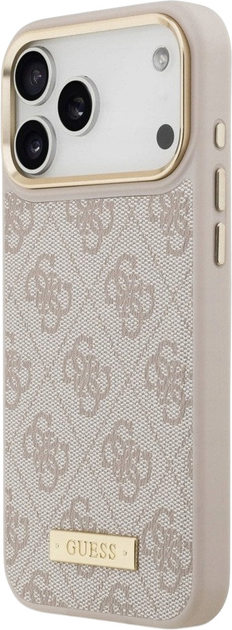 Etui plecki Guess 4G Logo Plate MagSafe do iPhone 17 Pro Max Pink (3666339489830) - obraz 2