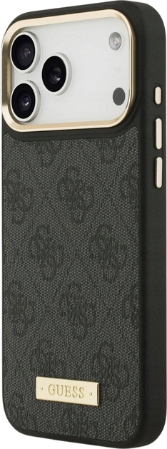 Etui plecki Guess 4G Logo Plate MagSafe do iPhone 17 Pro Max Black (3666339489755) - obraz 2