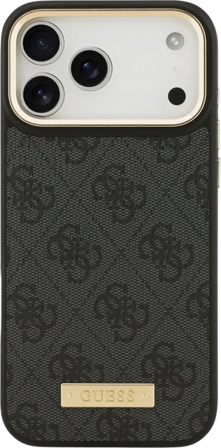 Etui plecki Guess 4G Logo Plate MagSafe do iPhone 17 Pro Max Black (3666339489755) - obraz 3