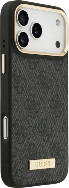 Etui plecki Guess 4G Logo Plate MagSafe do iPhone 17 Pro Max Black (3666339489755) - obraz 4