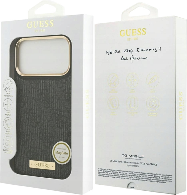 Etui plecki Guess 4G Logo Plate MagSafe do iPhone 17 Pro Max Black (3666339489755) - obraz 8