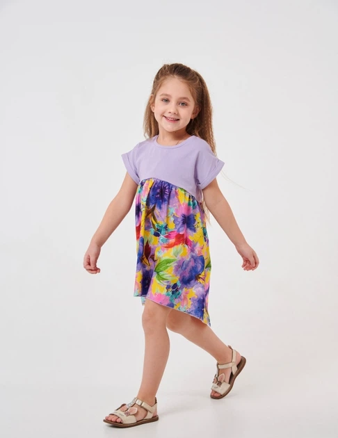 Платье с кокеткой для девочки SMIL 120349 Фиолетовый р.98 - изображение 2