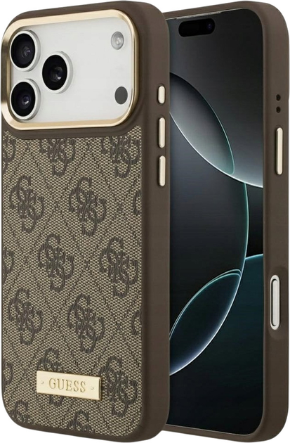 Панель Guess 4G Logo Plate MagSafe для iPhone 17 Pro Max Brown (3666339489793) - зображення 1