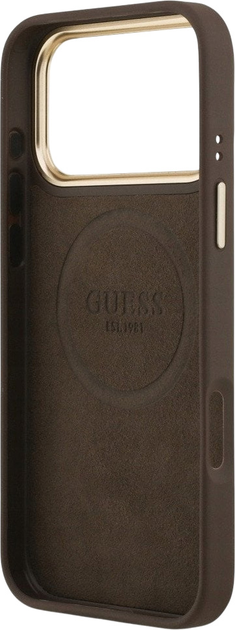 Панель Guess 4G Logo Plate MagSafe для iPhone 17 Pro Max Brown (3666339489793) - зображення 6