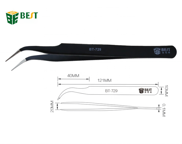 Пінцет BEST кутовий ESD-729 антистатичний гострий лабораторний - зображення 3
