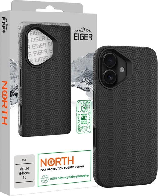 Etui plecki EIGER North Case GRS do Apple iPhone 17 Black (EGCA00896) - obraz 2