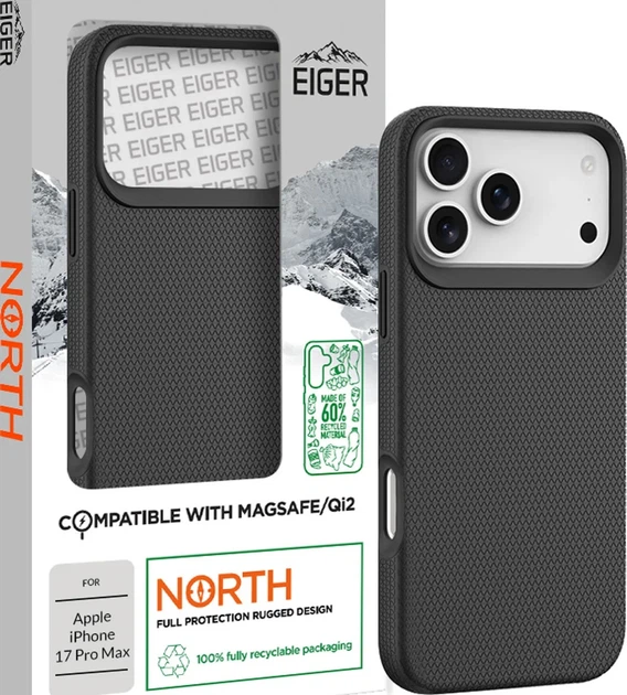 Etui plecki EIGER North Magsafe Case GRS do Apple iPhone 17 Pro Max Black (EGCA00903) - obraz 2