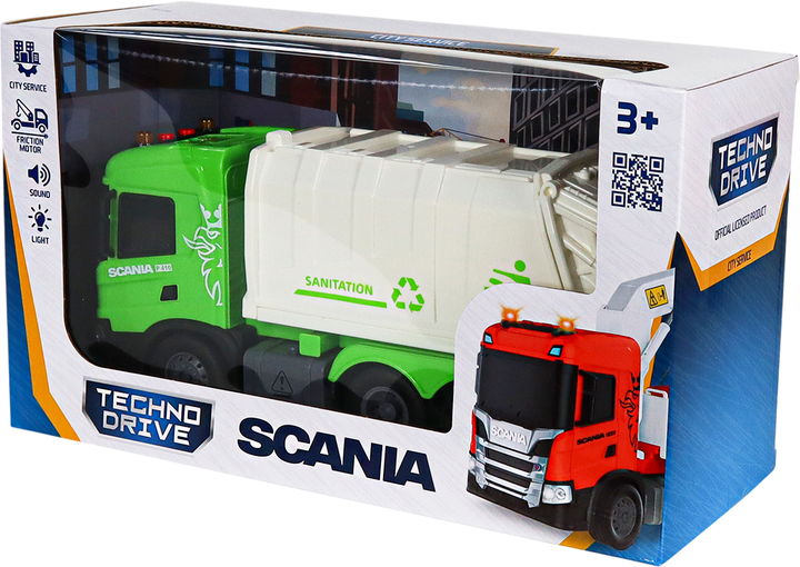 Автомодель Techno Drive Мусоровоз Big Truck Scania со световыми и