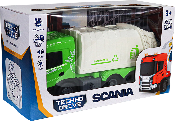Автомодель Techno Drive Мусоровоз Big Truck Scania со световыми и