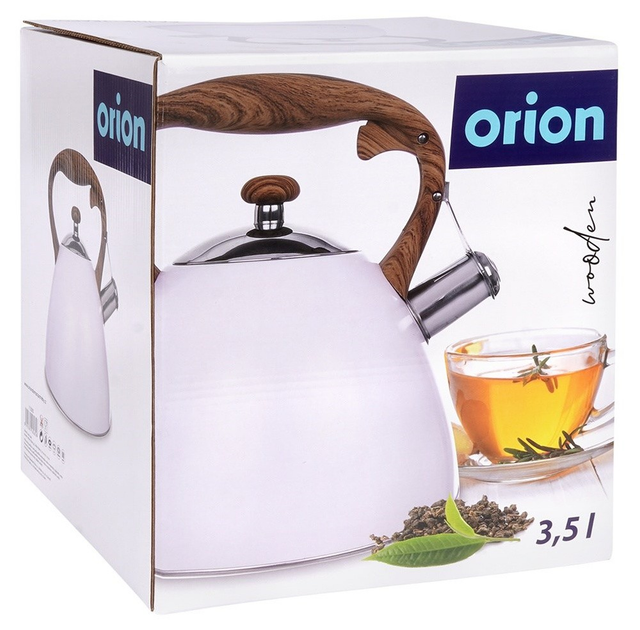 Czajnik Orion Wooden z gwizdkiem stalowy Biały 3 l (8592381162658) - obraz 7