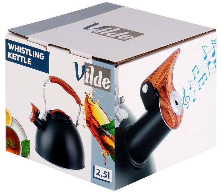 Czajnik Vilde z gwizdkiem stalowy Czarny 2.5 l (5904316479183) - obraz 5