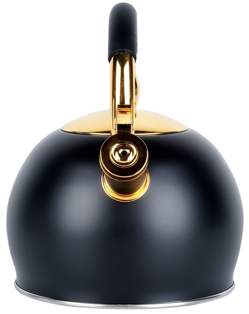 Czajnik Vilde z gwizdkiem stalowy Czarno-złoty 3 l (5904316479176) - obraz 2