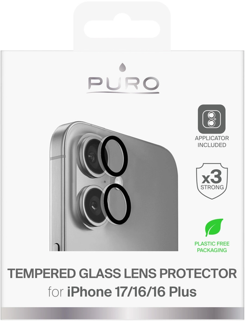 Захисне скло Puro Individual tempered glass lenses для Apple iPhone 16 / 16 Plus / 17 Black (8018417525865) - зображення 2