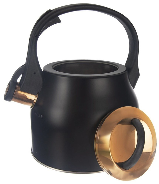 Czajnik Orion z gwizdkiem stalowy Czarno-złoty 3 l (8592381191573) - obraz 2