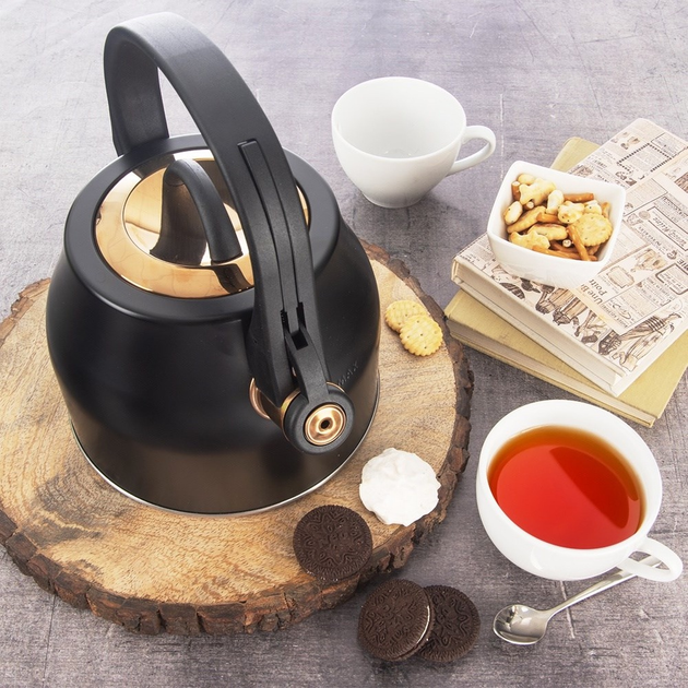 Czajnik Orion z gwizdkiem stalowy Czarno-złoty 3 l (8592381191573) - obraz 8