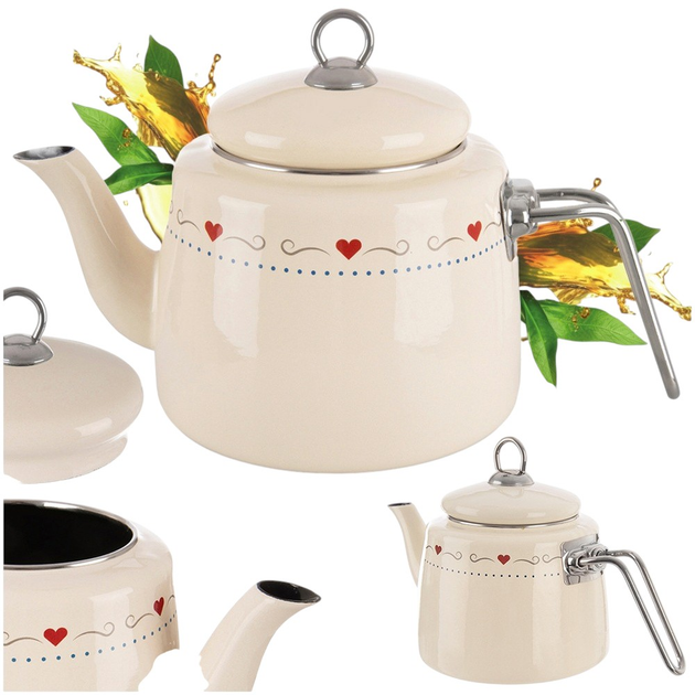 Czajnik Orion Tonca emaliowany Kremowy 1.6 l (8592381228545) - obraz 5