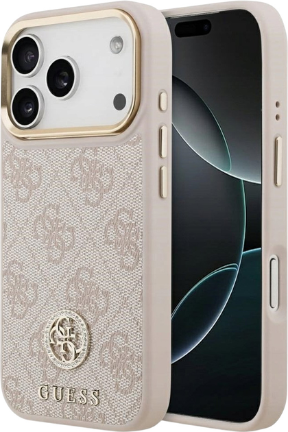 Панель Guess 4G Strass Logo MagSafe для iPhone 17 Pro Pink (3666339529604) - зображення 1