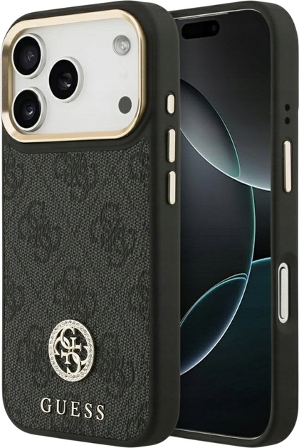 Etui plecki Guess 4G Strass Logo MagSafe do iPhone 17 Pro Black (3666339529123) - obraz 1