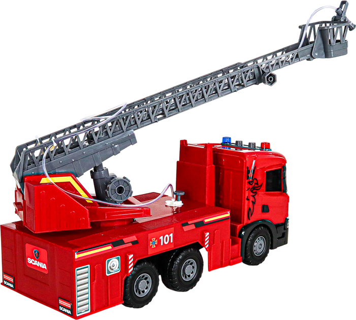Игрушечная машинка Techno Drive Super Big Truck Пожарная машина Scania со световыми, звуковыми и водными эффектами (5005KS) - изображение 8