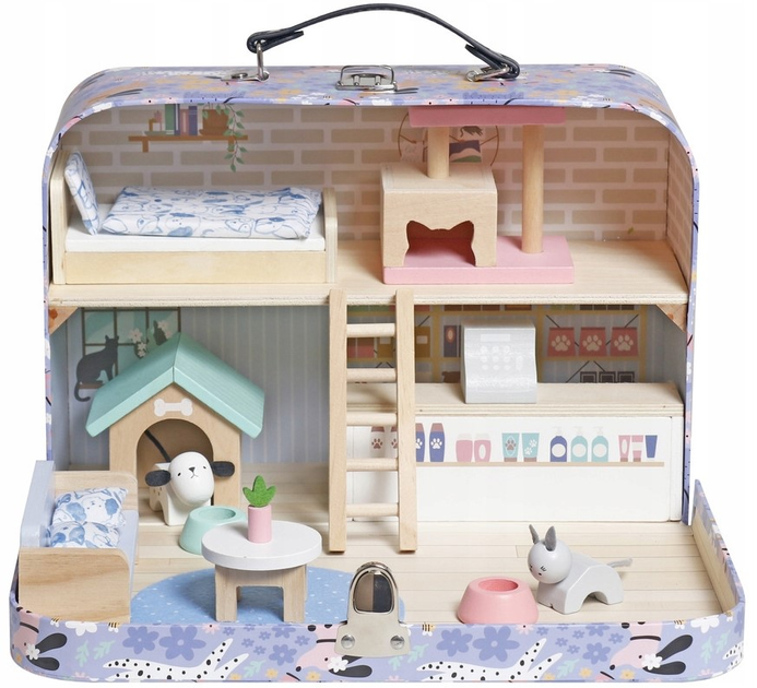 Domek w walizce Kik Hotel Spa dla zwierząt drewniane mebelki figurki (KX3055) (5903039767522) - obraz 1
