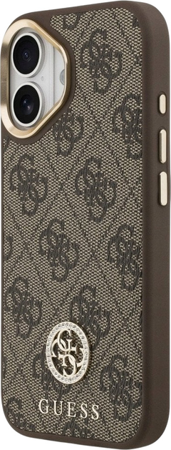 Панель Guess 4G Strass Logo & Big Strap Metal Buttons MagSafe для iPhone 17 Brown (3666339550950) - зображення 2