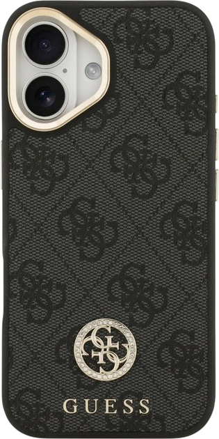 Панель Guess 4G Strass Logo & Big Strap Metal Buttons MagSafe для iPhone 17 Black (3666339550806) - зображення 3