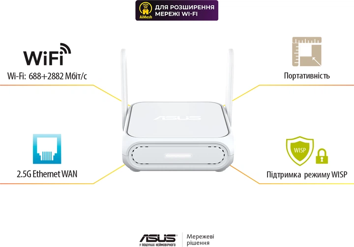 Маршрутизатор ASUS RT-BE58 GO WiFi7 / BE3600 / 1Гбит/с / USB 3.0 / Поддержка Mesh - Фото 20 Маршрутизатор ASUS RT-BE58 GO WiFi7 / BE3600 / 1Гбит/с / USB 3.0 / Поддержка Mesh - изображение 20