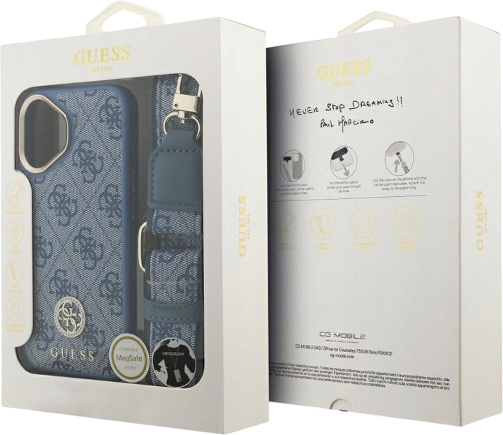 Панель Guess 4G Strass Logo & Big Strap Metal Buttons MagSafe для iPhone 17 Blue (3666339551254) - зображення 9
