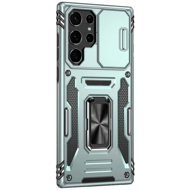 Ударопрочный чехол Epik Camshield Army Ring для Samsung Galaxy S24 Ultra Зеленый / Light Green - изображение 2