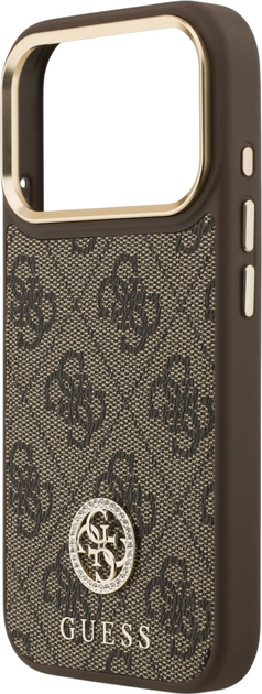 Панель Guess 4G Strass Logo & Big Strap Metal Buttons MagSafe для iPhone 17 Pro Brown (3666339550974) - зображення 6