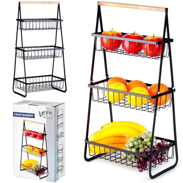 Koszyk na owoce Vilde metalowy Czarny (5904316481889) - obraz 3