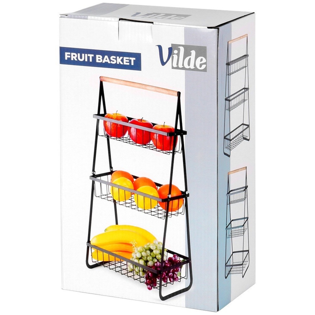 Koszyk na owoce Vilde metalowy Czarny (5904316481889) - obraz 4