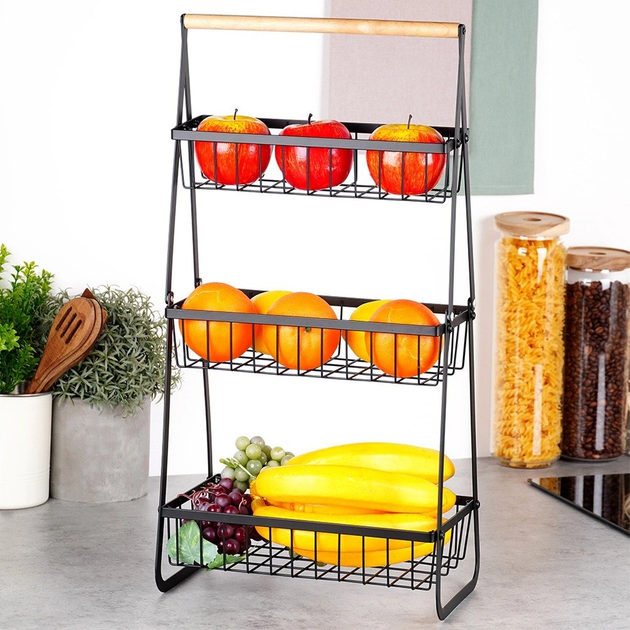 Koszyk na owoce Vilde metalowy Czarny (5904316481889) - obraz 7