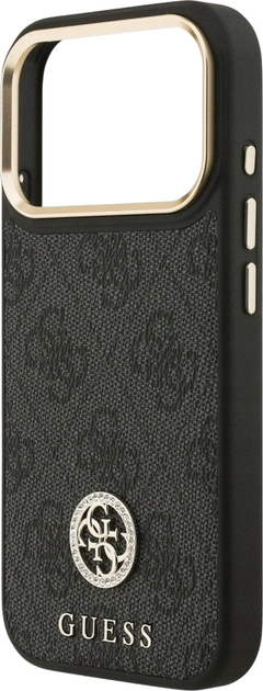 Панель Guess 4G Strass Logo & Big Strap Metal Buttons MagSafe для iPhone 17 Pro Black (3666339550820) - зображення 6