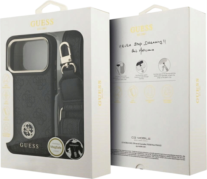 Панель Guess 4G Strass Logo & Big Strap Metal Buttons MagSafe для iPhone 17 Pro Black (3666339550820) - зображення 9