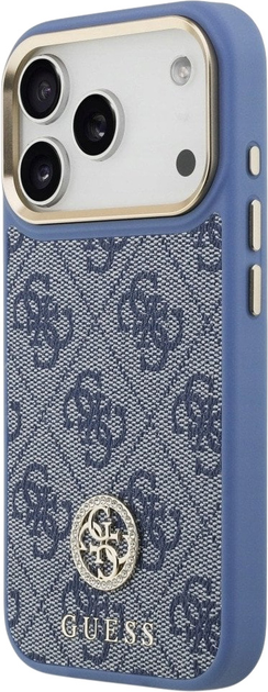 Панель Guess 4G Strass Logo & Big Strap Metal Buttons MagSafe для iPhone 17 Pro Blue (3666339551278) - зображення 2