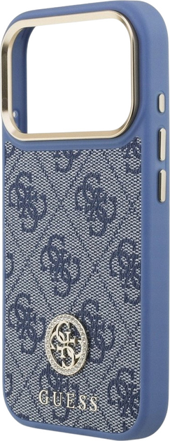 Панель Guess 4G Strass Logo & Big Strap Metal Buttons MagSafe для iPhone 17 Pro Blue (3666339551278) - зображення 6