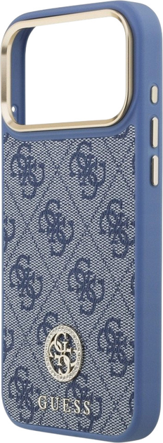 Панель Guess 4G Strass Logo & Big Strap Metal Buttons MagSafe для iPhone 17 Pro Max Blue (3666339551285) - зображення 6