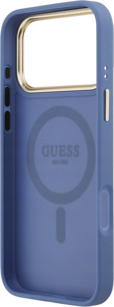 Панель Guess 4G Strass Logo & Big Strap Metal Buttons MagSafe для iPhone 17 Pro Max Blue (3666339551285) - зображення 7