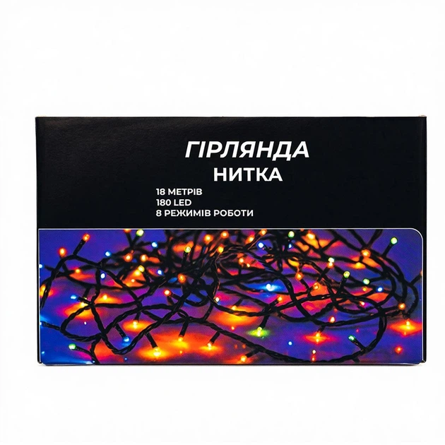 Новогодняя гирлянда комнатная нить 18 м 180 LED комнатная гирлянда черный провод Желтый свет W180LED18MBY - изображение 7