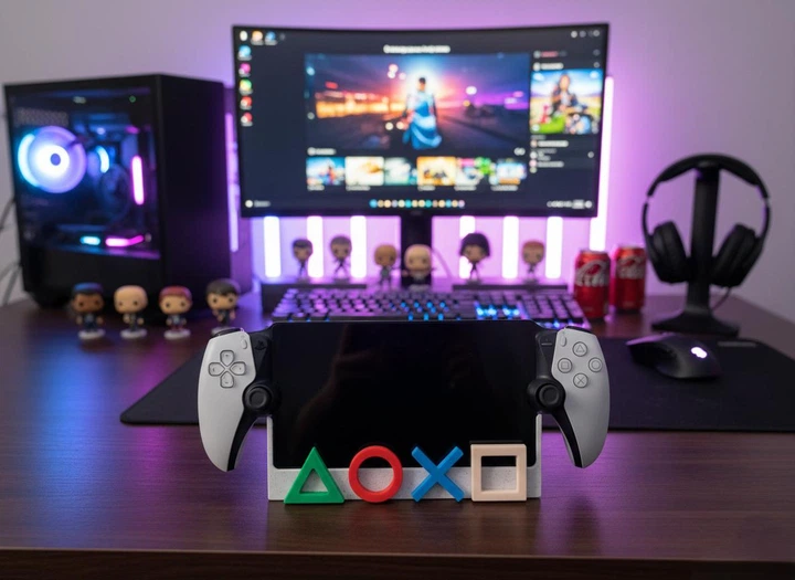 Держатель/Подставка для Playstation Portal — Стиль "PLAY ICONS" белая - изображение 3