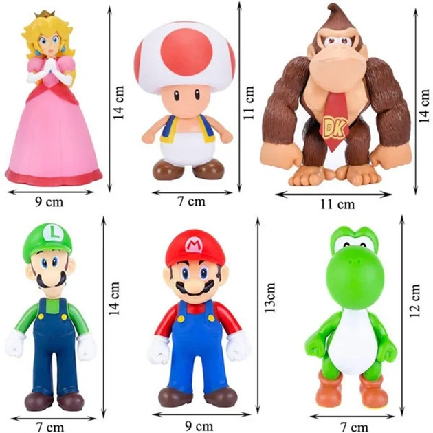 Набор фигурок 6в1 Супер Марио, 11-14 см - Super Mario - изображение 3